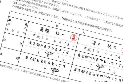 婚姻届 証人 いつ書いてもらう