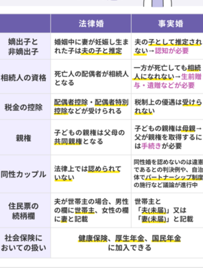 事実 婚 同棲 違い