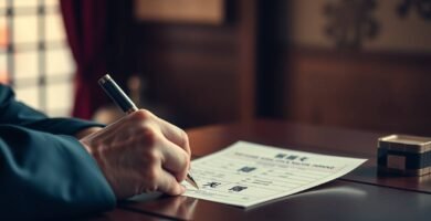 フォームに記入している男性のクローズアップ画像
