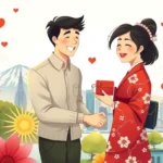 自由の女神像とエッフェル塔を背景にした幸せな新婚カップルの画像