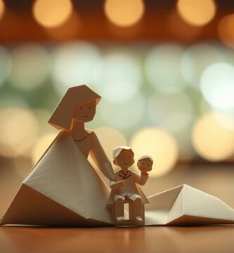 子供を抱く母親のミニチュア木製像