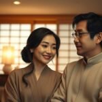 家の中に座っているカップルの画像