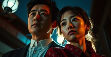 怒った顔で空を見つめるカップルのクローズアップ画像