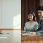 オフィスで書類に署名する証人のグループの画像